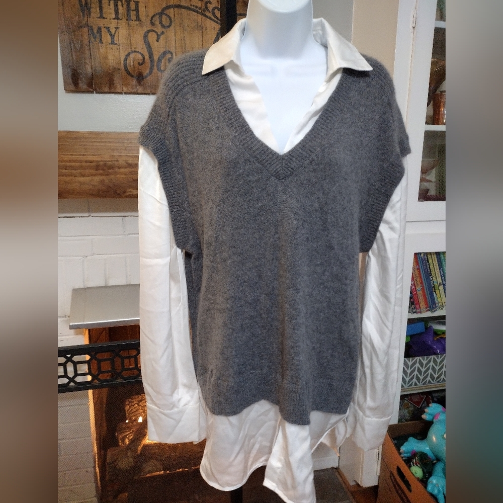 Magaschoni cashmere twofer sweater vest and shirt
